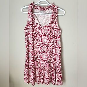 Fitzroy & Willa Floral Sleeveless Dress in Red and White size S